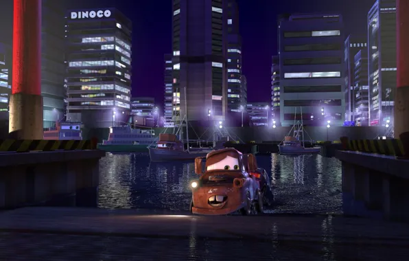 Machine, the city, lights, sport, building, cartoon, Tokyo, truck