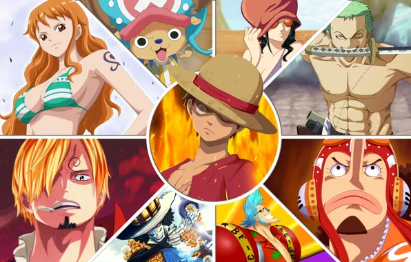 Monkey D. Luffy Nami Usopp Roronoa Zoro One Piece, luffy one piece