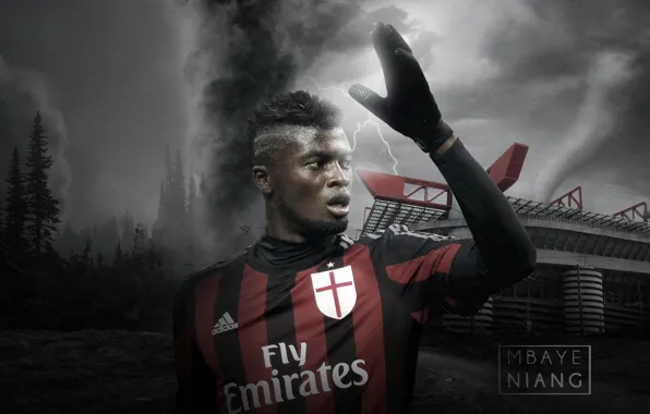 Wallpaper, sport, stadium, football, San Siro, player, AC Milan, Mbaye Niang