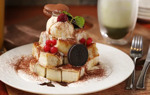 Picture berries, cookies, ice cream, dessert, biscuit