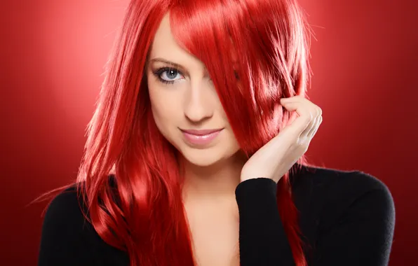 Picture red, background, hair, Girl