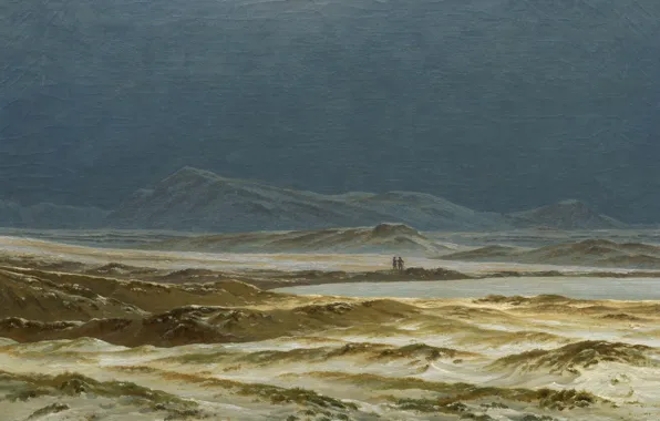Mountains, lake, picture, Caspar David Friedrich, The Northern Landscape. Spring