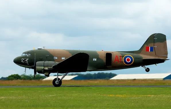 The sky, American, Douglas DC-3, short-haul, Douglas DC-3, with two piston engines, transport aircraft, Li-2 …