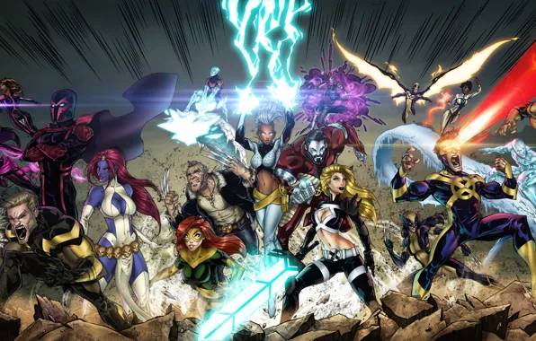 Picture Mystic, Wolverine, Storm, Rogue, Magneto, Marvel Comics, Professor X, Beast