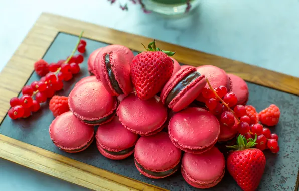 Pink, strawberry, currants, cakes, sweet, pasta