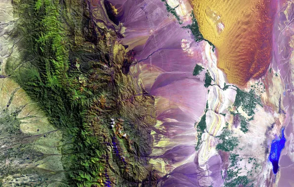 Mountains, photo, paint, Earth, NASA