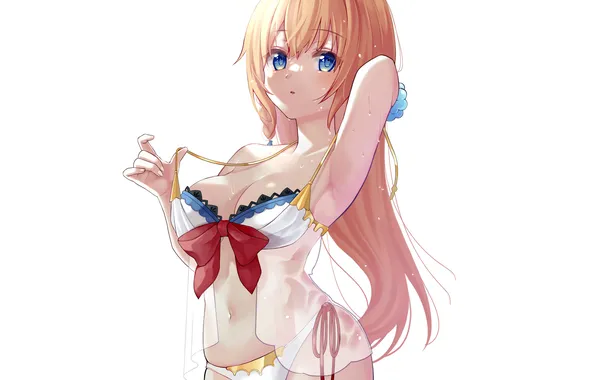 Girl, sexy, wet, cleavage, long hair, boobs, sexy girl, anime