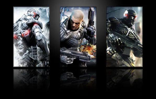 Wallpaper Explosion, Fire, Crysis, Flame, Gun, Pistol, Ice, Game.