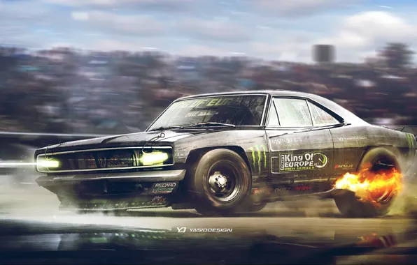 Auto, Figure, Machine, Background, Dodge, Car, Car, Art
