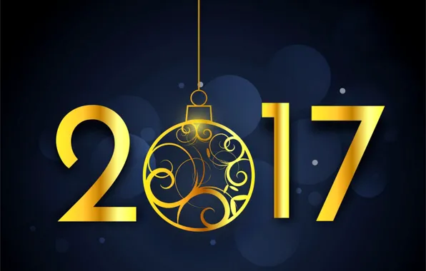 New Year, golden, new year, happy, decoration, 2017