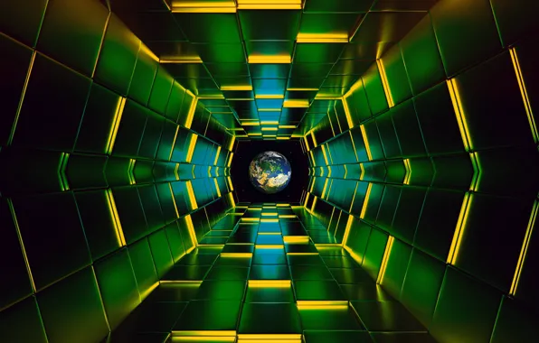 Space, fantasy, planet, the tunnel