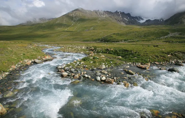 Water, landscape, mountains, nature, stream