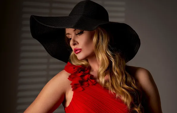 Girl, light, red, face, photo, hair, hat, makeup