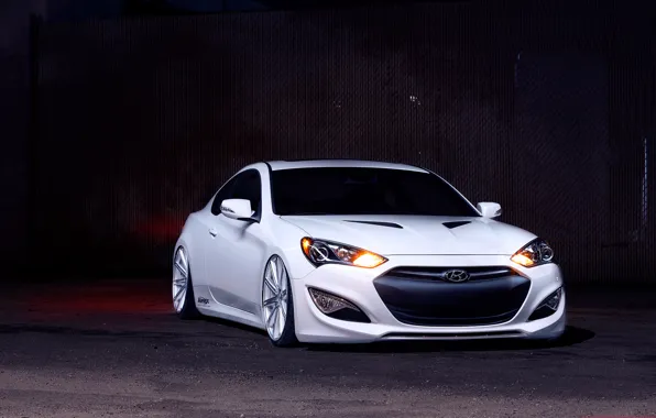 White, coupe, white, hyundai, Hyundai, vossen, genesis, Genesis