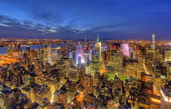 Picture night, lights, home, New York, panorama, USA