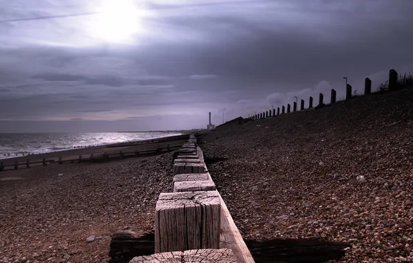 Sea, landscape, beach, Shoreham Harbour