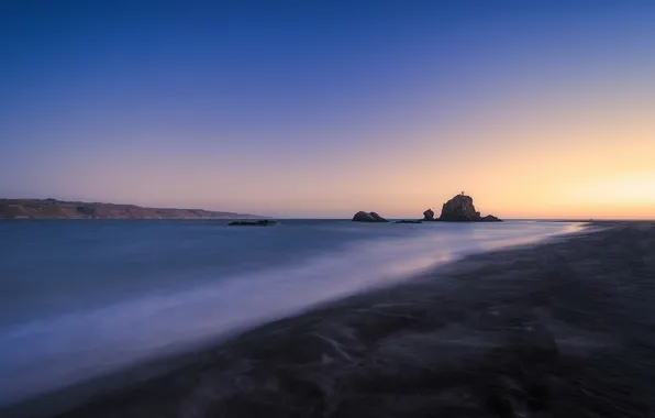 Sea, sunset, Auckland, Whatipu, Zealand