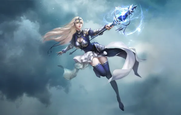 The sky, Girl, Blonde, Girl, Magic, Costume, Fantasy, Art