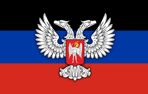 Flag, Eagle, Coat of arms, Donetsk People's Republic, DNR, Holy Archangel Michael, Silver double-headed eagle