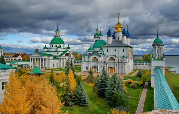 Picture the sky, the city, photo, spruce, Cathedral, temple, Russia, the monastery