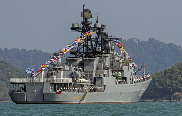 Picture ship, large, Russia, sailors, anti-submarine, Admiral Panteleyev