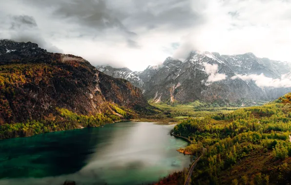 Picture wallpaper, Clouds, Landscape, background, Mountains, Austria, picture, River