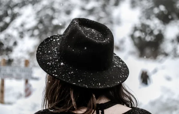 Winter, girl, snow, hat