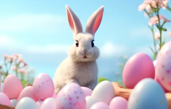 Look, holiday, hare, eggs, spring, rabbit, Easter, face
