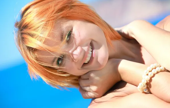 Look, smile, hair, beads, red