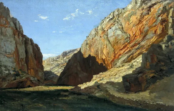 Picture landscape, mountains, rocks, picture, Carlos de Haes, The gorge of Jaraba, in Aragon