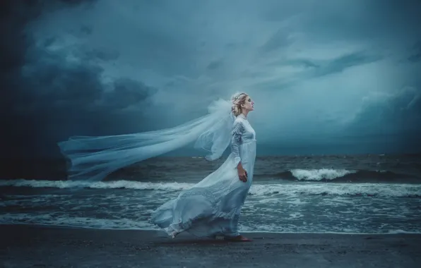 Picture wave, the wind, shore, art, the bride, TJ Drysdale, Madeleine Acton