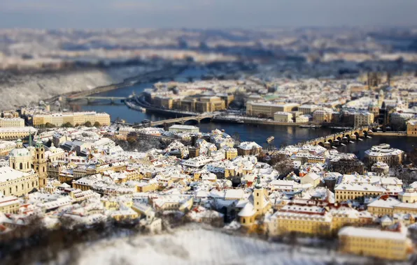 Picture river, Prague, Czech Republic, panorama, bridges