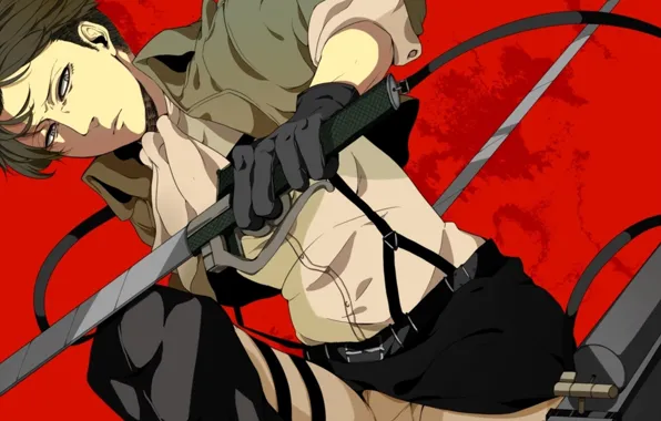 Look, blood, gloves, swords, braces, levi, shingeki no kyojin, the invasion of the giants