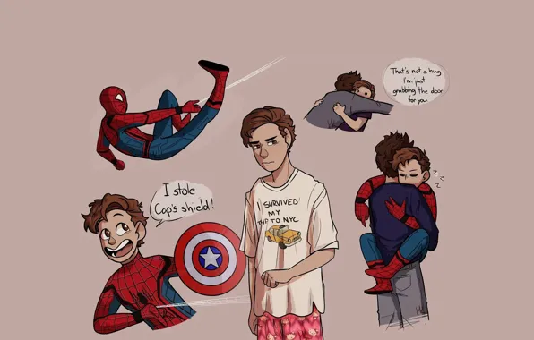 Art, comics, Robert Downey ml, Tony Stark, Tom Holland, Peter Packer, Spider Man Homecoming, Spider-man …