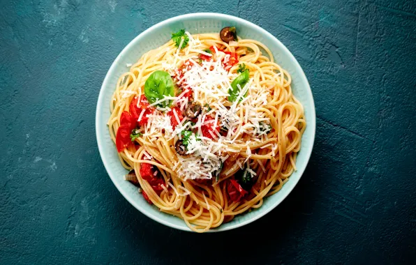 Picture cheese, vegetables, tomatoes, olives, pasta