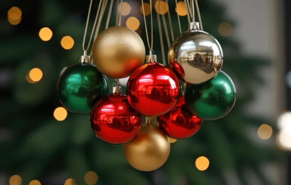 Balls, Christmas, New year, colorful, Christmas decorations, AI art, neural network