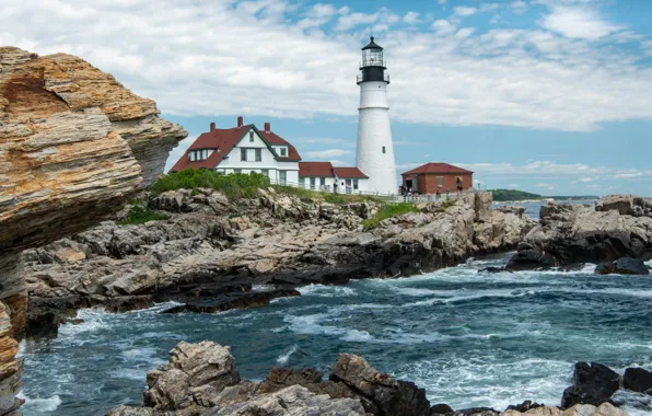 Picture coast, lighthouse, USA, Portland