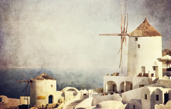 Sea, the sky, home, horizon, mill, painting, filter