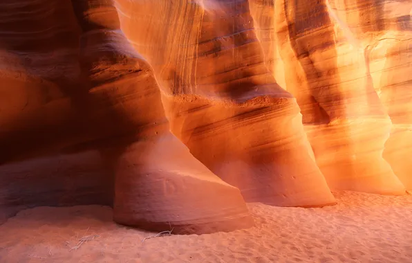 Sand, rays, light, nature, cave, USA, AZ, caves