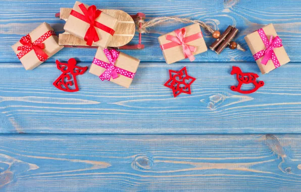 New Year, Christmas, gifts, Christmas, wood, Merry Christmas, Xmas, gift