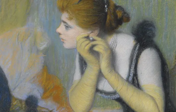 Picture girl, portrait, picture, pearl, Federico Zandomeneghi, Federico Zandomeneghi