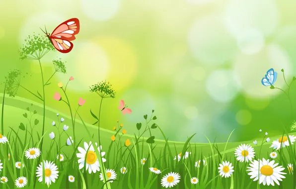 Picture GRASS, BUTTERFLY, SUMMER, THE WALLPAPERS