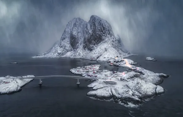 Water, Islands, snow, landscape, nature, photographer, flight, the view from the top