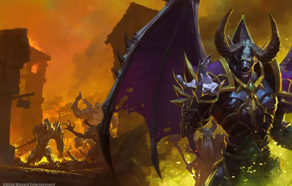 Wings, horns, blizzard, art, Warcraft 3, Reforged