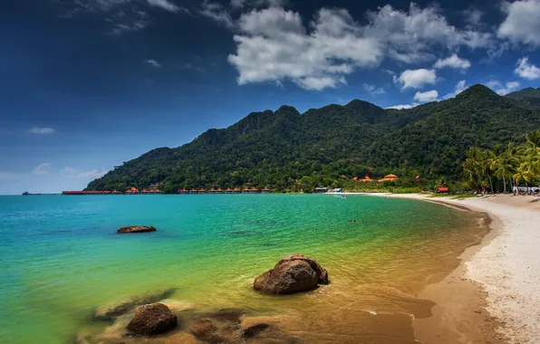 Picture beach, mountains, coast, Malaysia, Malaysia, Hangzhou, Andaman Sea, Langkawi