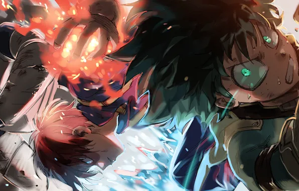 Picture Boku no Hero Academy, Todoroki Shouto, Izuku Midoriya, Iida Tenya