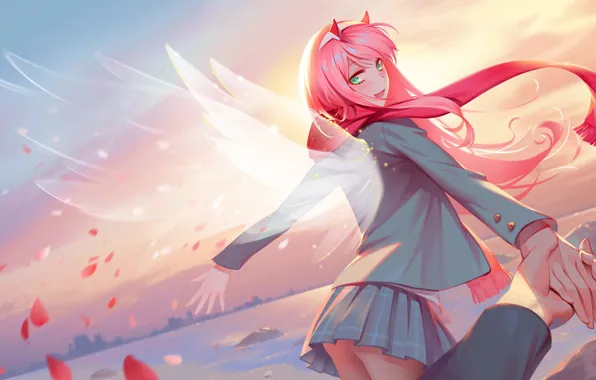 Girl, anime, art, Darling In The Frankxx, Cute in France
