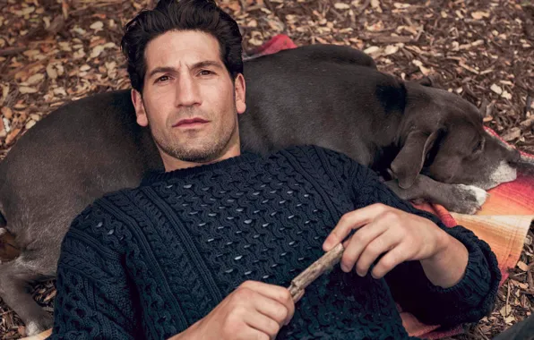 Look, pose, dog, actor, Jon Bernthal, John Bernthal