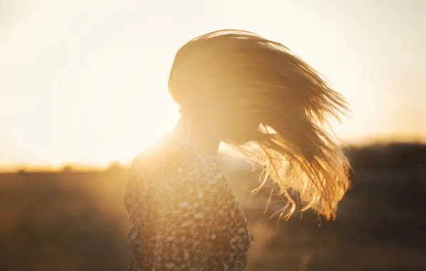 Girl, the sun, hair