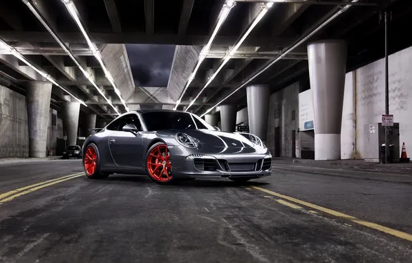 Grey, 911, Porsche, red, drives, Porsche, front view, grey